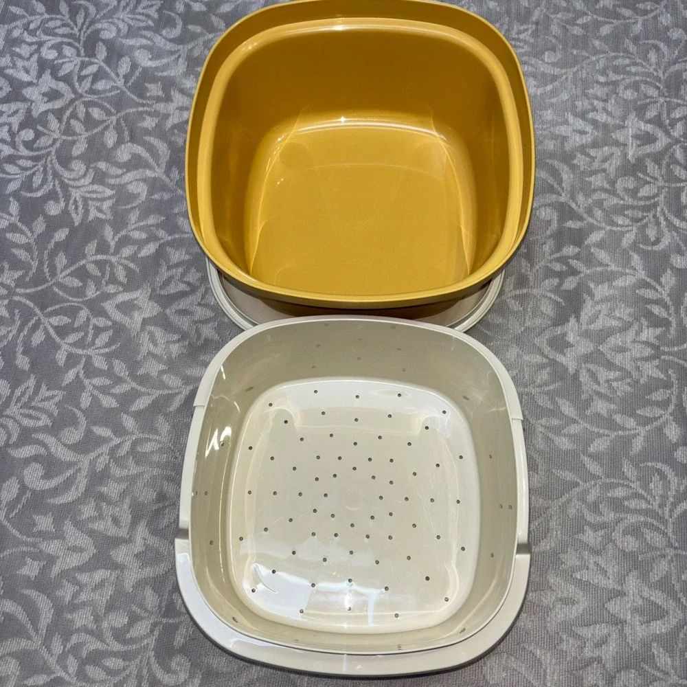Tupperware Multi Server Steamer 3pc Set‎ Harvest Gold Vintage